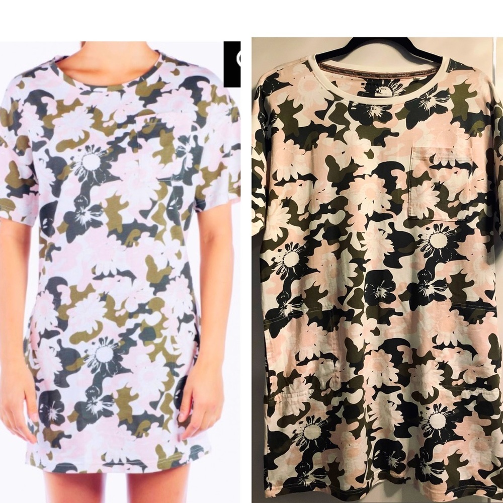 Triple Five Soul Pink Camo Floral Tee Dress